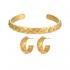 Waterproof 18K Gold Plated Jewelry for Women Stainless Steel Cubic Zirconia Diamond Star Moon Sun Bracelet Earring Ring Set