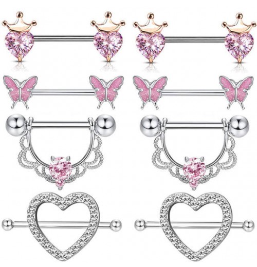 Gaby new sale nipple rings silver plated pink jewelry set nipple piercing stainless steel wholesale piercing body jewelry Gaby new sale nipple rings silver plated pink jewelry set nipple piercing stainless steel wholesale piercing body jewelry