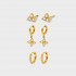 Stainless Steel 3-Pair Zircon Four Star Ear Buckle Versatile Titanium Steel Earrings
