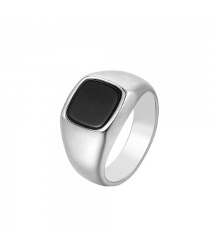 New stainless steel jewelry wholesale fashion simple black square stone men and women titanium steel ring