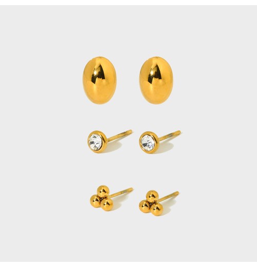 Stainless steel Circle Zircon Earrings Premium Ins Titanium Steel 18k Gold Plated Earrings Stainless steel Circle Zircon Earrings Premium Ins Titanium Steel 18k Gold Plated Earrings